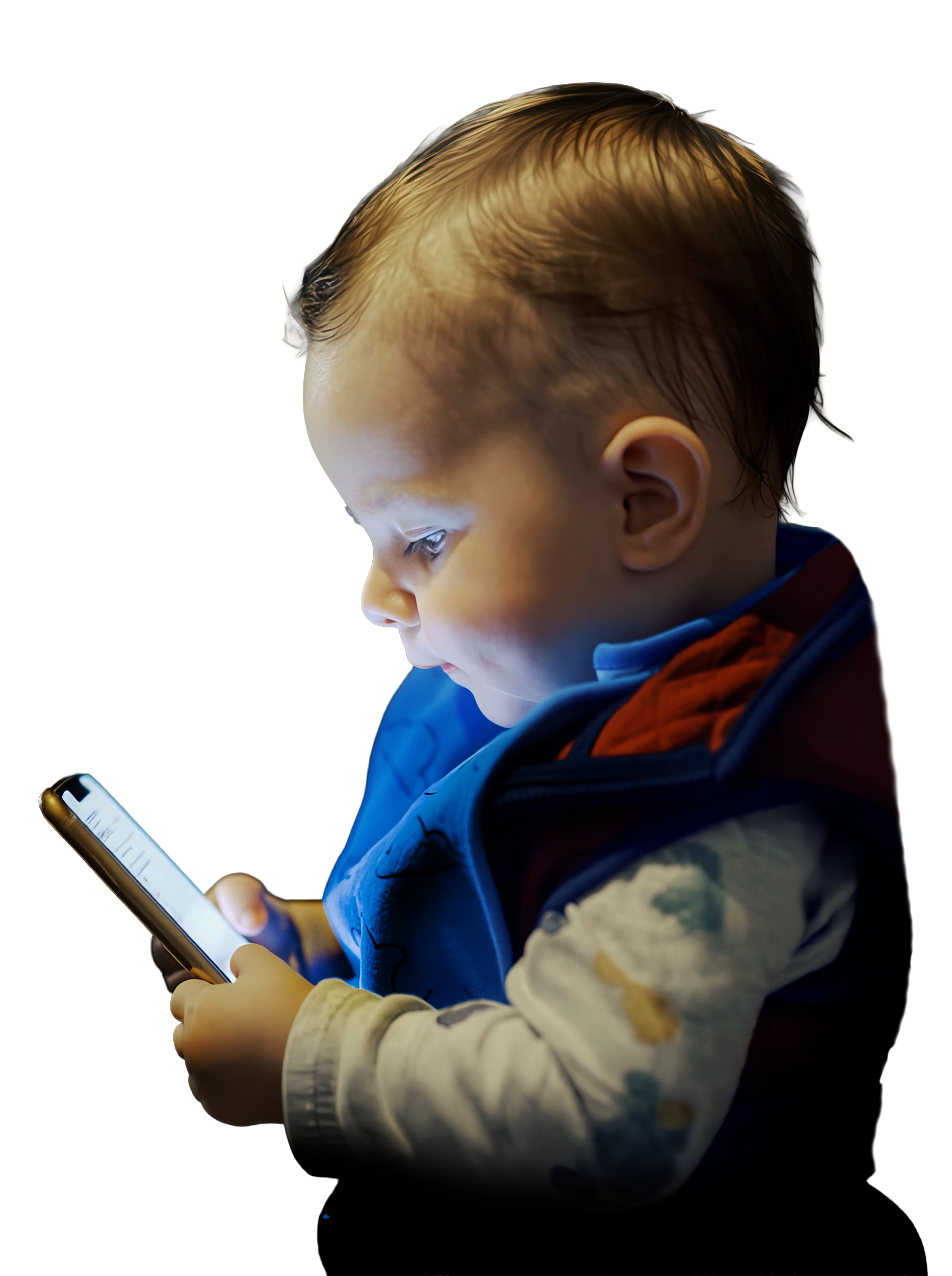 Infant staring at glowing screen
